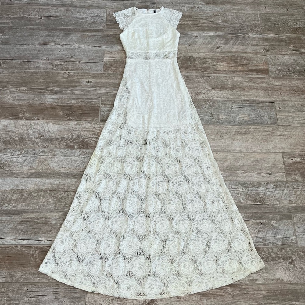 MARCIANO White Lace Long Dress